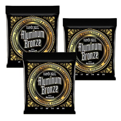 3 PACK Ernie Ball Aluminum Bronze Medium Acoustic Guitar Strings