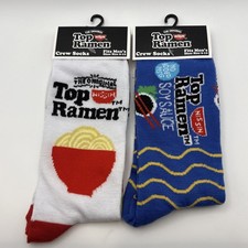 Ramen Noodles 2 pair Crew Socks, Men's Shoe Size 8-12, Gift, Fun Socks, NWT