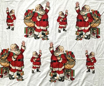 VIP Santa Appliqué Fabric Panel Cranston 8 Images Cotton 1990 s Nostalgic