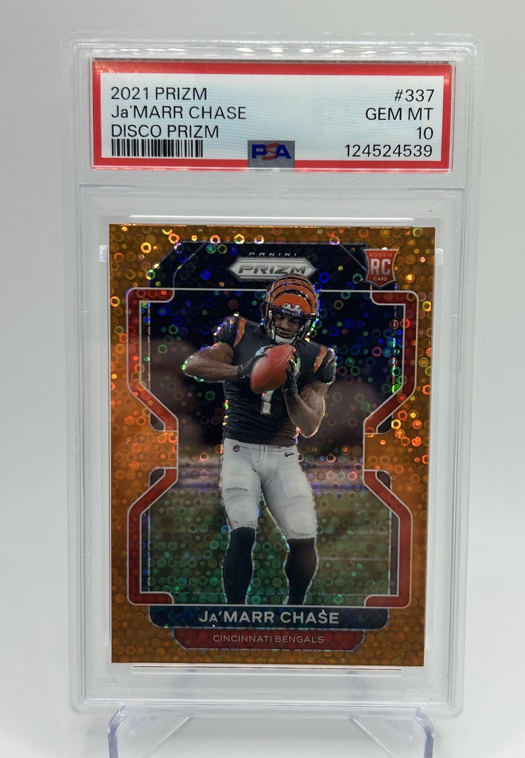 2021 Panini Prizm - Ja'Marr Chase (RC) #337 Orange Disco Prizm PSA 10 Bengals