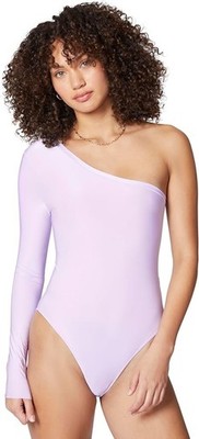 Florence by Mills Women's Glow Up Glossy Days One Sleeve Asymmetric Bodysuit
