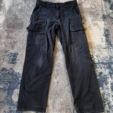 Duluth Flex Fire Hose Cargo Pants 34x32 (actual 32x29) Canvas Work Black Rugged