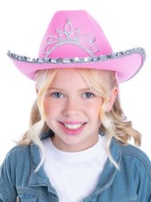 Texan Cowgirl Pink Tiara Cowboy Hat Kids Childresn Party Accessory
