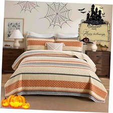 Quilt King Size, Cotton Orange Gray King 106"x98" 01-4 Orange/Grey/Black