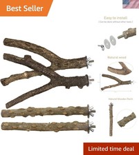 Healthy Natural Wood Bird Perch Set - Safe Play for Budgies  Lovebirds