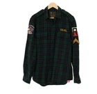 Mens POLO RALPH LAUREN Shirt Blackwatch Patches Long Sleeve Plaid Size M 11610