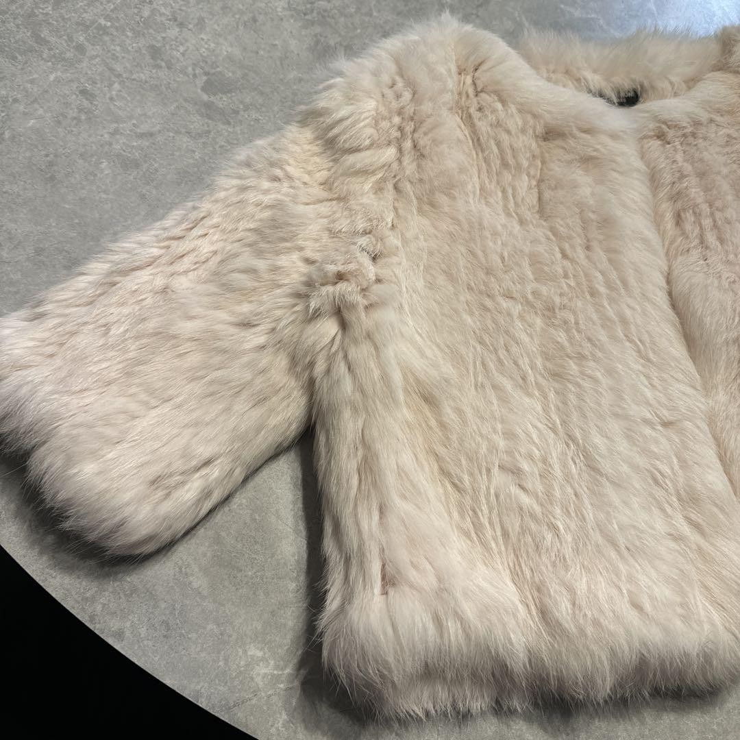 YVES SALOMON Cappotto corto in pelliccia di coniglio rosa XS(SS)