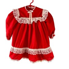 Jill Lynn Vintage Red White Lace Dress Size 2T Made in USA