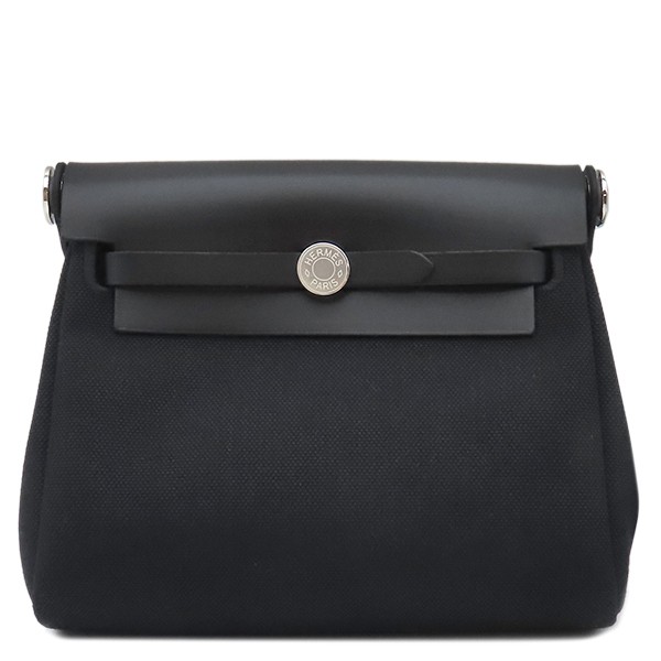 Hermes Shoulder Bag Herbag Zip Mini 20 Canvas Black K Engraved 2025 888922