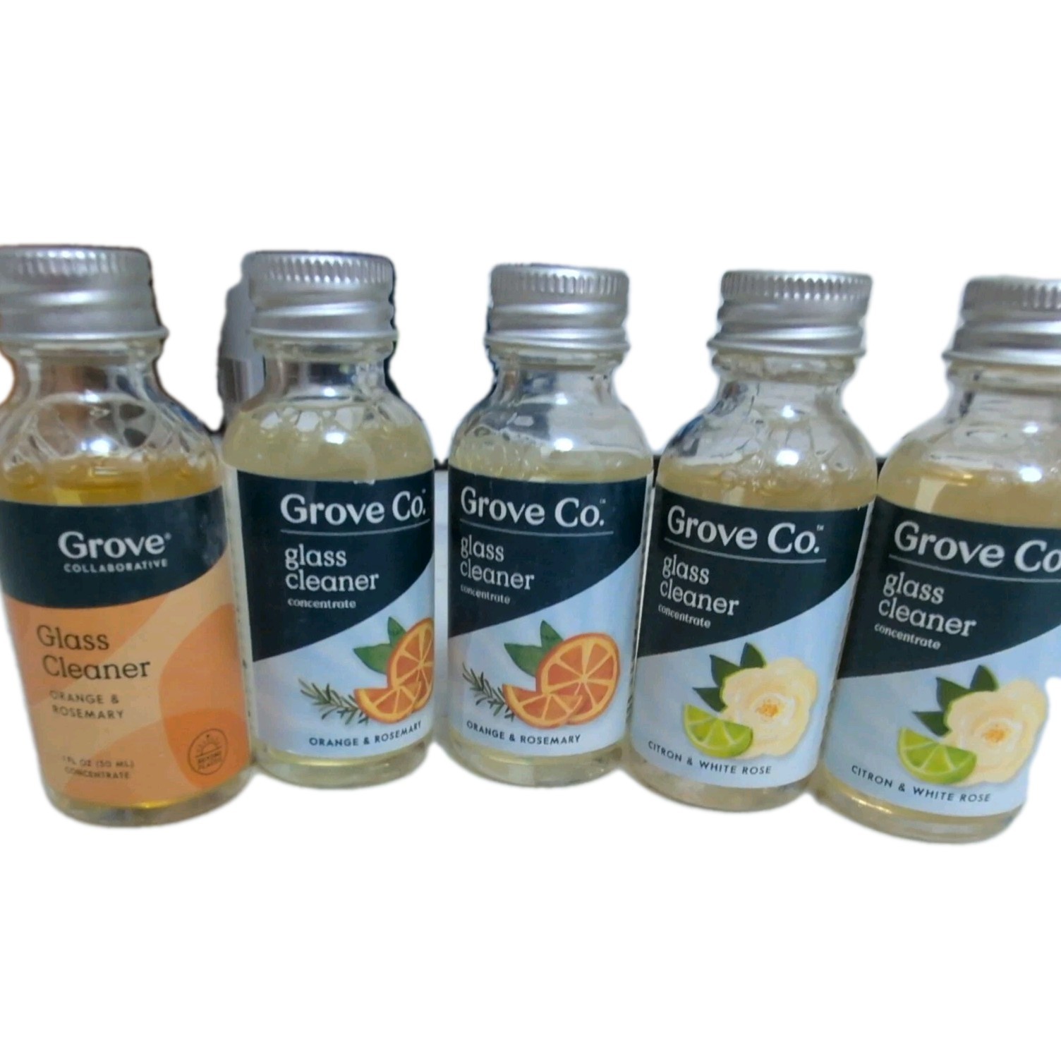 Lot Of 5 Grove Co. Glass Cleaner Concentrate Plant Based - Orange, Citron