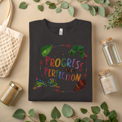 Progress Over Perfection T-Shirt   Motivational Growth Graphic Tee A112