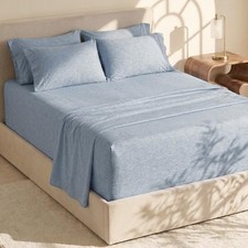Bed Sheets 6 Piece Set Double Brushed Soft Peach Pink Cal King Hearth Harbor