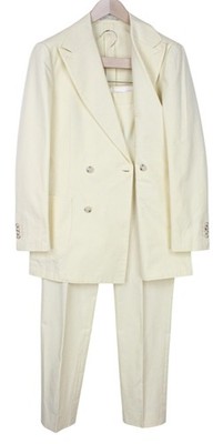 SUITSUPPLY Havana Herren Anzug UK38R gelb 2-teilig zweireihig schmal ungefüttert Baumwolle *