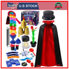 Kids Magic Kit, Magician Costume for Pretend Play, Magic Set with Instructions f