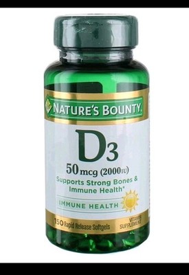 Nature's Bounty Vitamin D3 2000 IU Softgels 150 ea (Pack of 1)