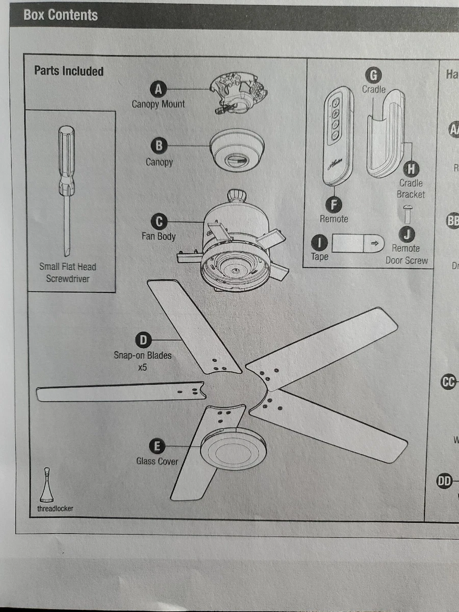 Matte Silver Ceiling Fan Parts