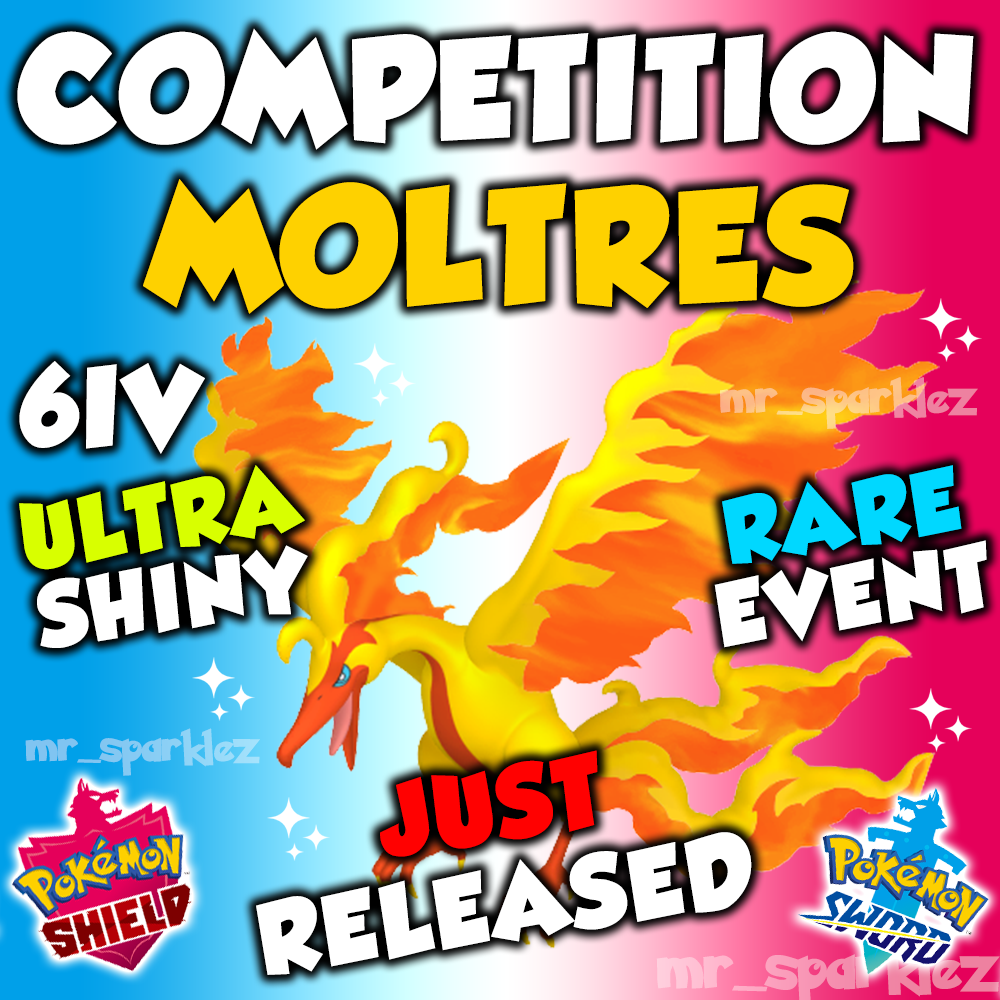 Ultra Shiny Moltres ✨ Galar Event 6IV ✨Pokemon Sword & Shield