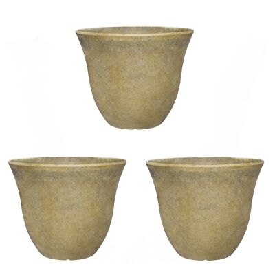 Classic Home and Garden Honeysuckle Flower Planter, Fossil Grey, (Pack of 3)