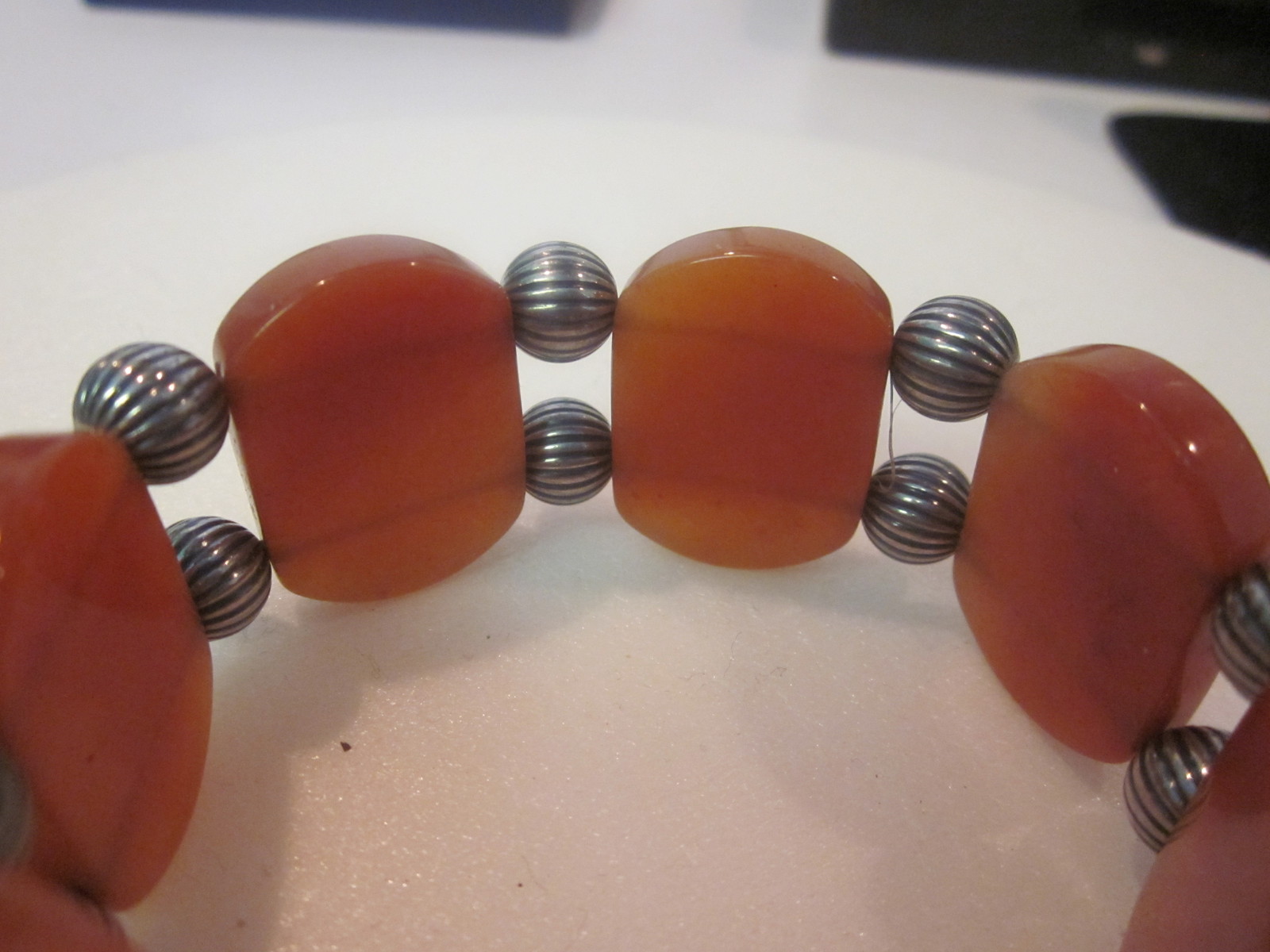 VERY NICE VINTAGE CARNELIAN STRETCH BRACELET WITH… - image 8