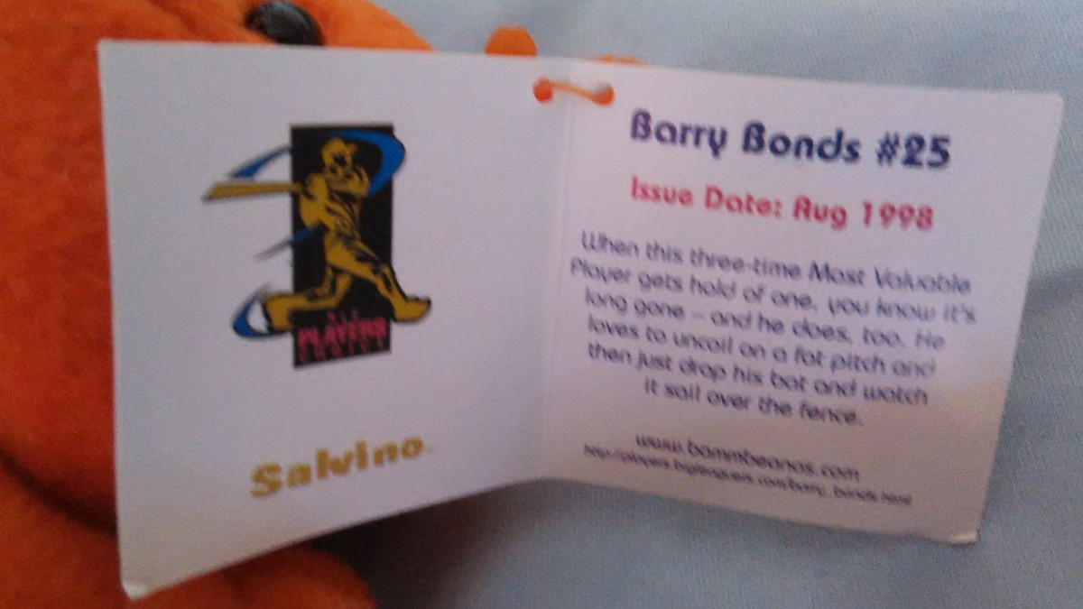 Barry Bonds Salvino's Bamm Beanos #25 Aug 1998 Baseball Beanie