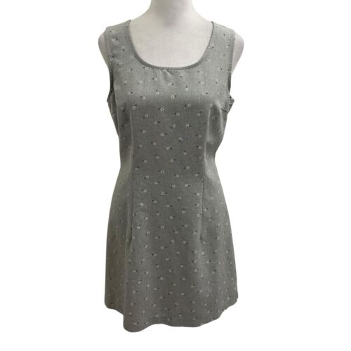 Vintage 90s Y2K Retro Daisy Micro Floral Mini Shift Dress Gray size XS