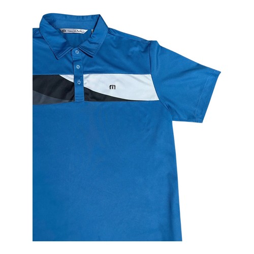 Travis Mathew Premium Golf Polo Shirt Mens XL Blue Grey White Polyester - Picture 2 of 9