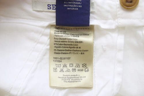 Pantalones Cortos SCOTCH & SODA Para Hombre W30 Chino Turn Up Cremallera Mosca Blanco - Imagen 9 de 9