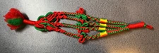 Vintage Christmas Macrame Plant Hanger 29" Red Green Beads EXCELLENT