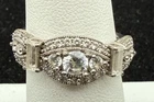 STERLING SILVER VINTAGE CZ CUBIC ZIRCONIA RING JEWELRY .925 ESTATE FIND