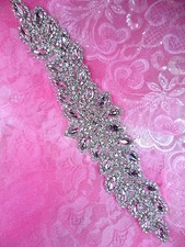 XR341 Silver Setting Crystal Rhinestone Applique Sewing Patch Motif 10"