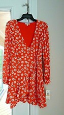 NWT Gianni Bini GB Long Sleeve Floral WRAP Dress Size Small S Blousy Knee Length