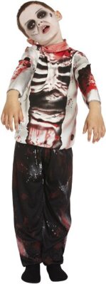 Kind Zombie Kostüm - 7-9 Jahre - Jungen Kinder Halloween gruseliges Outfit Trick Leckerbissen