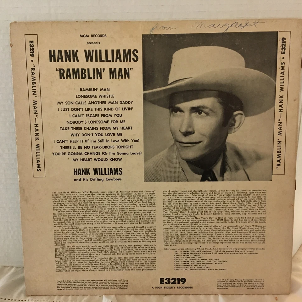 HANK  WILLIAMS             LP     RAMBLIN   MAN Foto 2 de 4