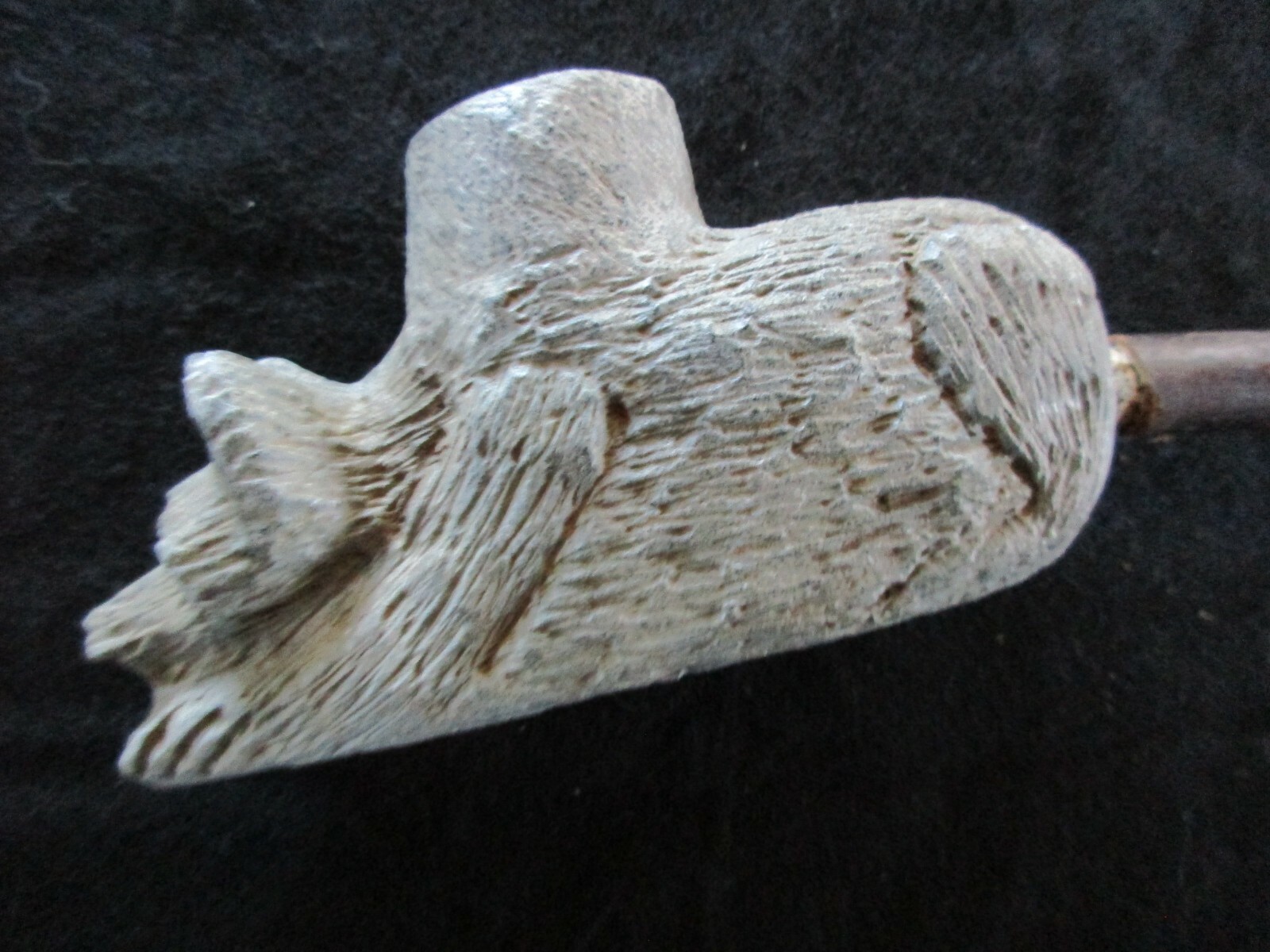 NATIVE AMERICAN PIPE BOWL & STEM, STONE "BEAR" EFFIGY PIPE,  ATL-0625*04919