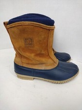 LaCrosse Polartec Made in USA Womens 7 Brown Suede Blue Rubber Winter Duck Boots