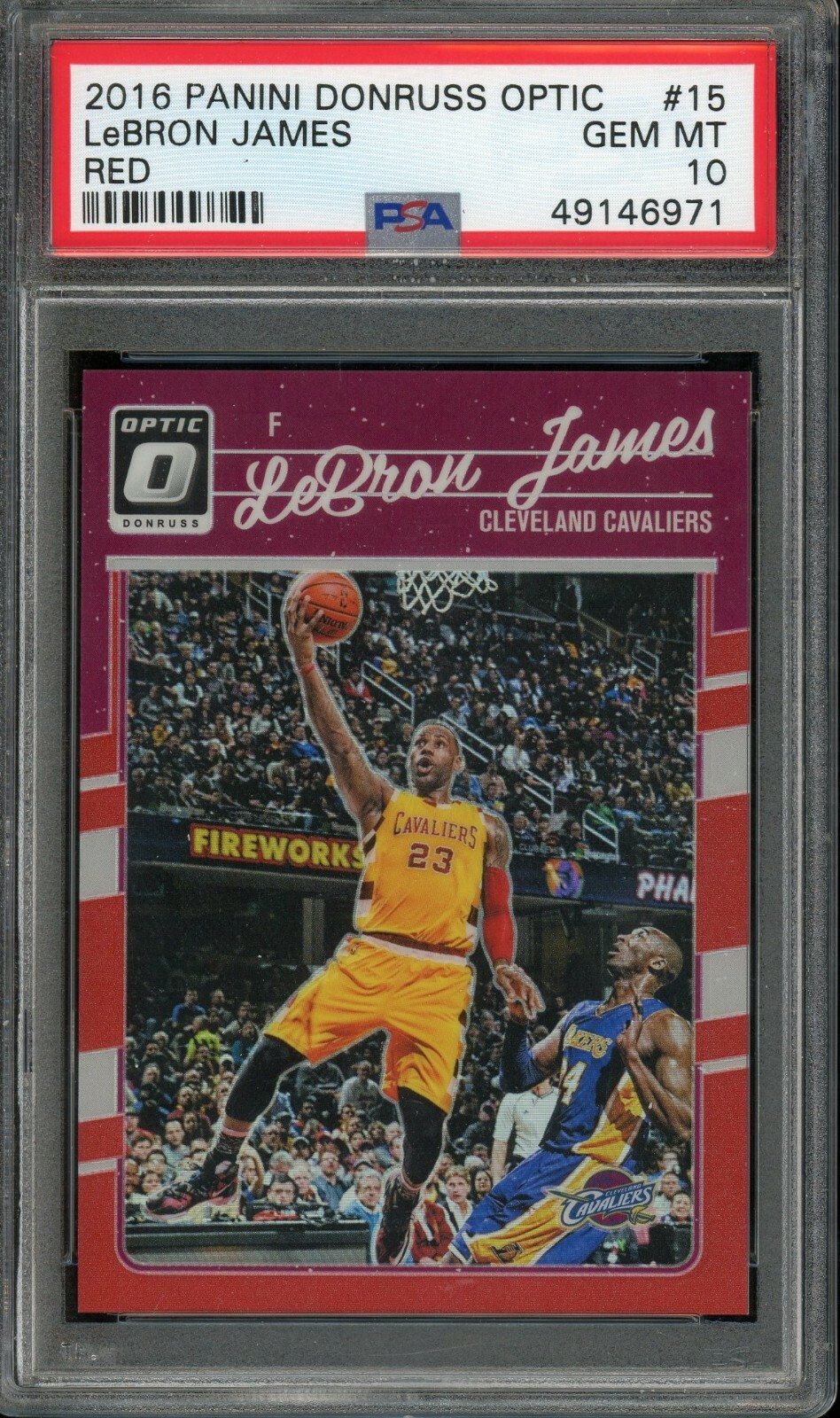 2016-17 Donruss Optic Red Holo Prizm LeBron James /99 #15 PSA 10 GEM MINT Kobe