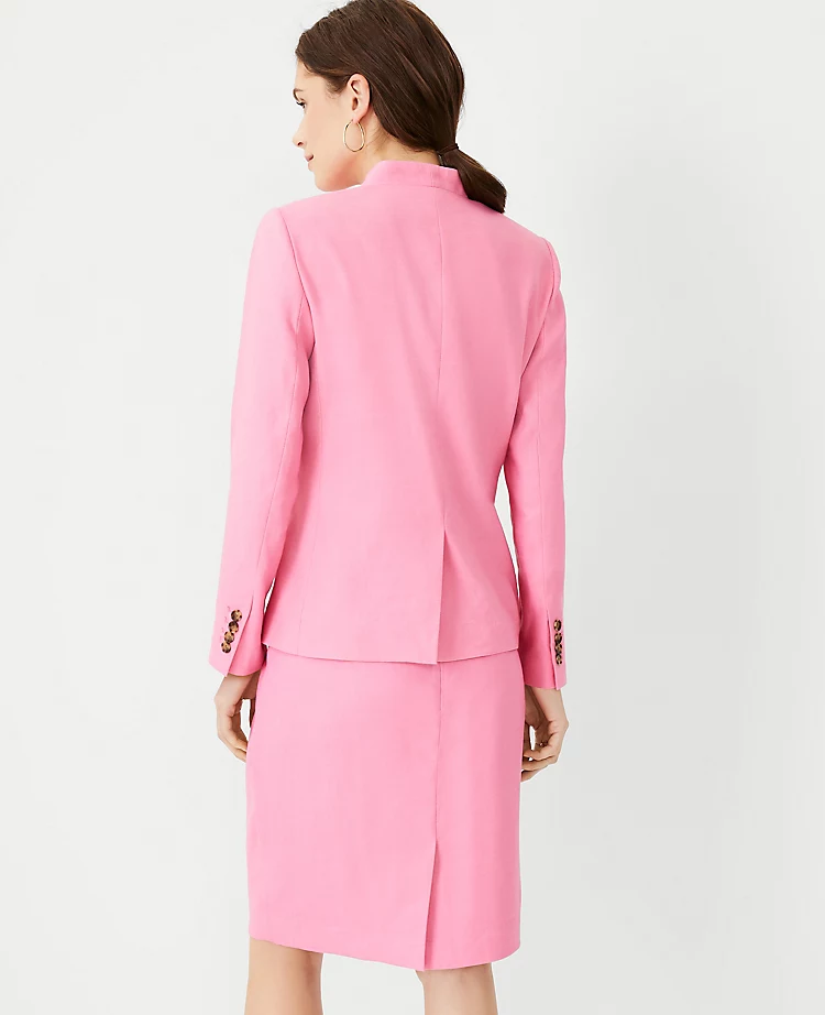 NEW ANN TAYLOR $179 PINK LINEN BLEND TWILL CUTAWAY BLAZER SZ 4 | eBay