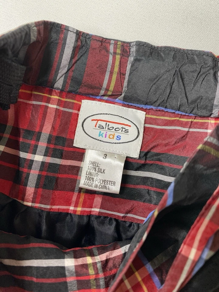 Talbots Niños Seda Tartán Cuadros Tafetán Falda Niñas Talla 3 Rojo Negro Fiesta de Vacaciones Foto 2 de 4