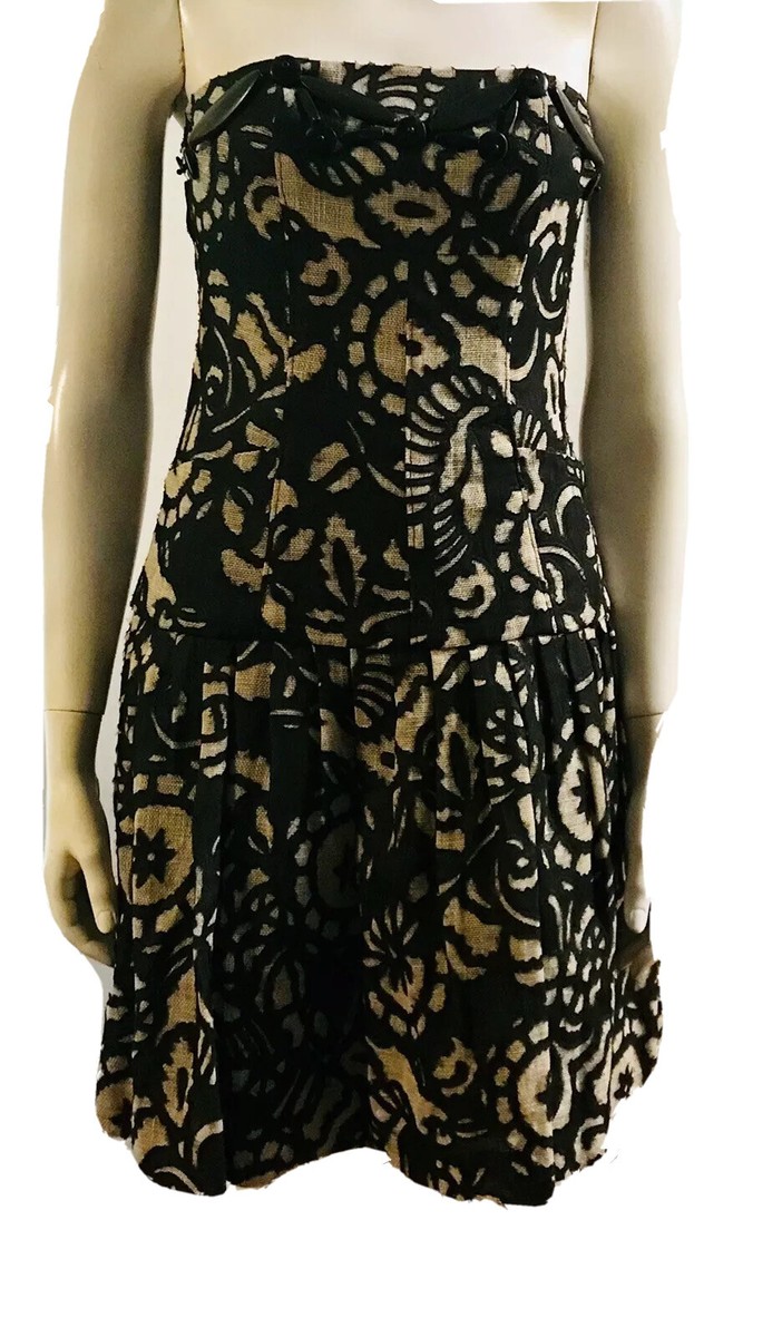 Diane Von Furstenberg DVF Strapless Burnout Burlap Linen Silk Dress 4 Beachy! Diane Von Furstenberg DVF Strapless Burnout Burlap Linen Silk Dress 4 Beachy!