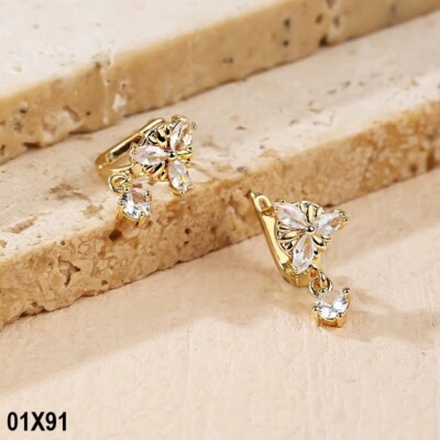 Ohrringe Huggies-Creolen 18Karat Gold vergoldet weiß Zirkonia Damen Ohrschmuck