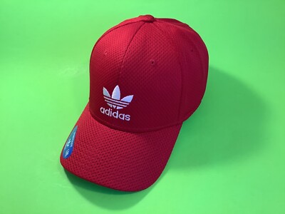ADIDAS Stretch Fit Adult Hat Size L/XL Red w/White NEW