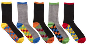 WKDS 5 pairs Boys Black Socks Coloured Heel /& Toes Multi Colour Design Cotton Blend Socks