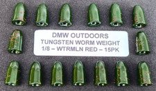 Tungsten Worm Weights-WTAERMELON RED-1/8 ounce 3.5g -15pk-Bullet Weights-Sinker