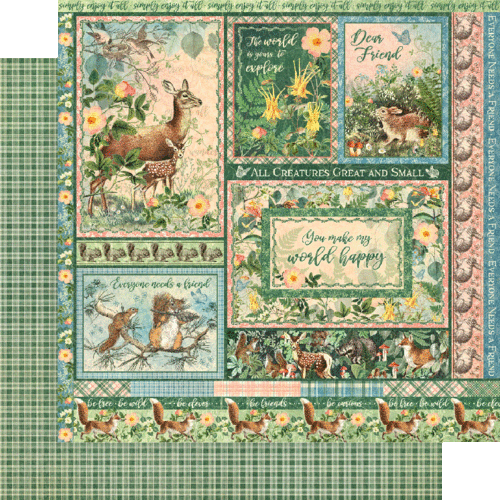 GRAFIK 45 "WALDFREUNDE" 12X12 PAPIER SET 8 BLATT HASEN HIRSCH SCRAPJACK'S - Bild 5 von 9