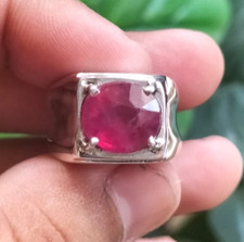 Beautiful Red Ruby Stone 3.5 Carats Ruby Ring Gift Ring Handmade Ring Silver 925