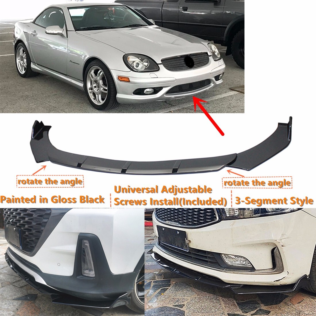 Add-on Universal For 1996-2004 Benz SLK230 Gloss Black Front