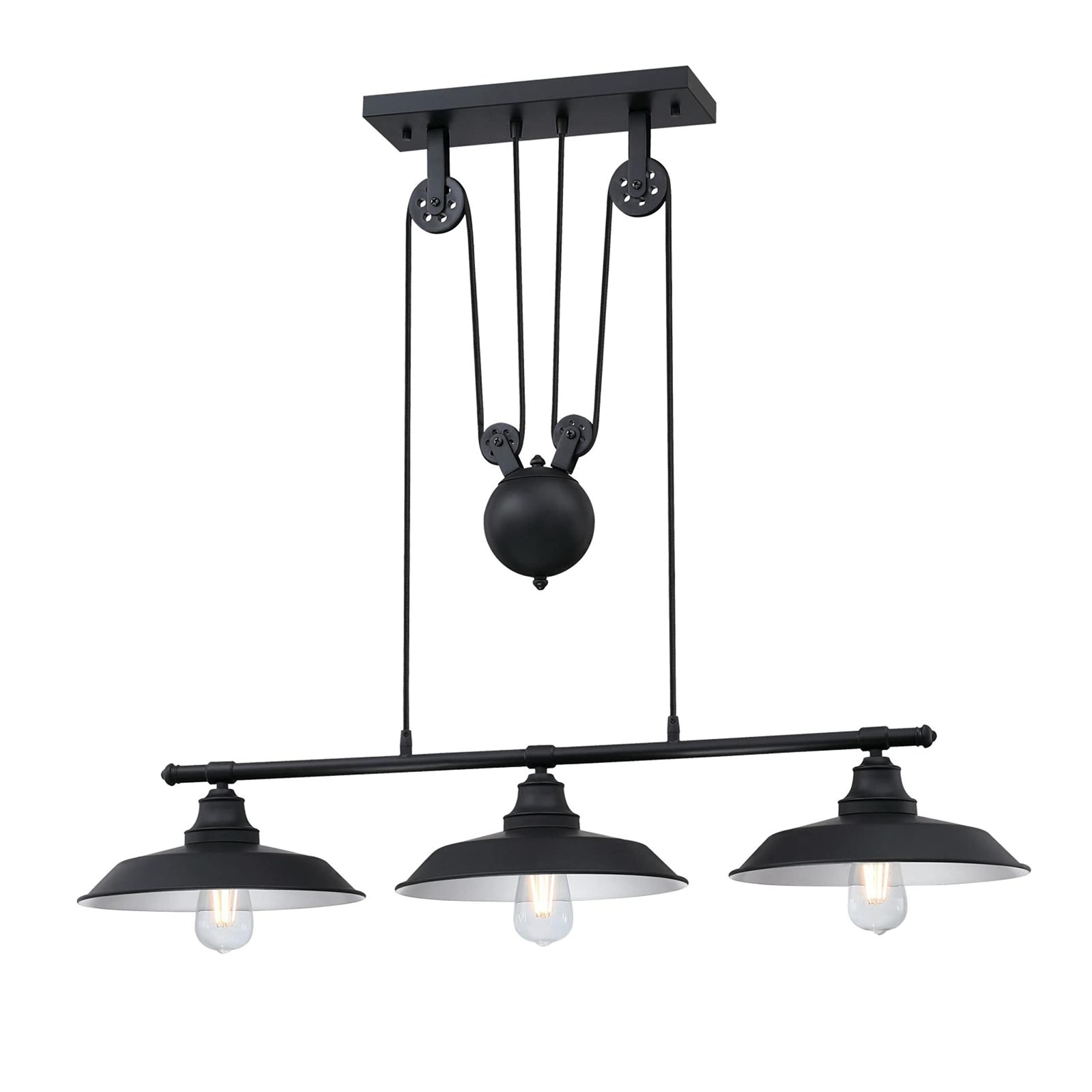 Hill Vintage-style Three Light Indoor Pulley Pendan...