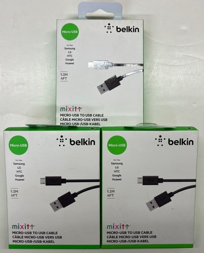3/$19.99 Belkin "mixit" MICRO-USB to USB CABBLE (F2CU12bt04-BLK) - 第 1/3 張圖片