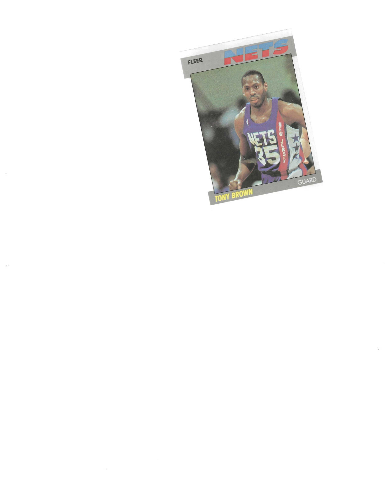 1987/88 Fleer Tony Brown Card #14, Has a press mark across front of card