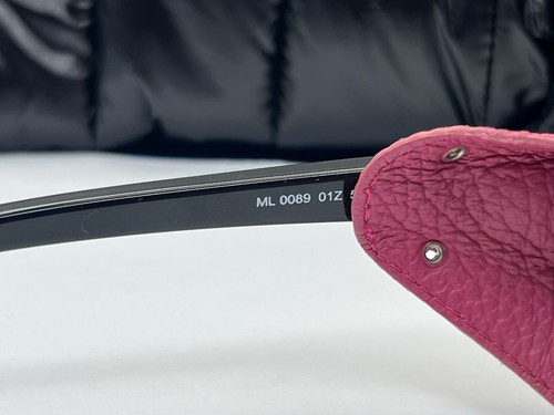 NEW MONCLER ML 0089 01z BLACK PINK LEATHER MIRRORED AUTHENTIC SUNGLASSES 57-13 - Picture 11 of 14